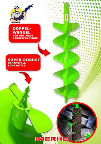 WERHE® Profi Bohrer Starker Stahl, Erdbohrer für bohrmaschine 200 mm Doppel-Welle extrem robust mit SDS Plus Adapter - Pfahlbohrer Brunnenbohrer präzise Bohrspitze. - Image 10